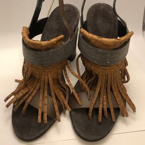 Brunello Cucinelli Women LEATHER Embossed Fringed